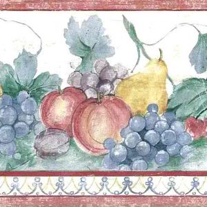 Kitchen Vintage Fruit Wallpaper Pears Grapes Red KY5232B FREE Ship