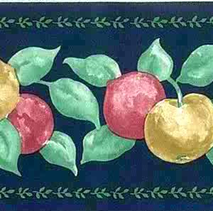 Vintage Fruit Kitchen Wallpaper Border Blue Green MT57102F Free Ship