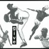 Vintage wallpaper border sports, football, baseball, basketball, soccer, volleyball, script, black, gray, off-white