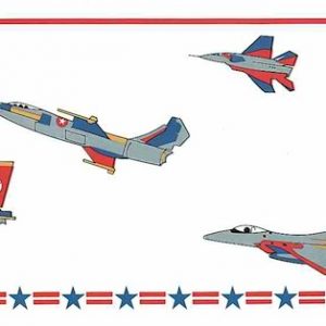 Fighter Jets Vintage Wallpaper Border Silver Red Blue CK3391B FREE Ship