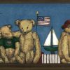bears sailboats vintage wallpaper border, faux finish, country, Americana, red, blue, brown, cream