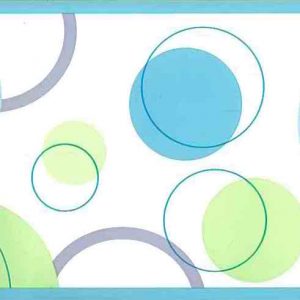 Circles Wallpaper Border Blue Green Modern SK6201B FREE Ship