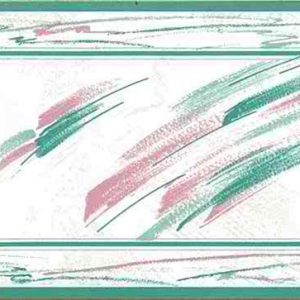 Vintage Brushstrokes Wallpaper Border Kitchen Pink Teal 161 FREE Ship