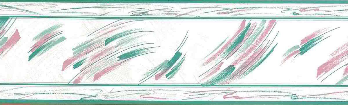 Vintage Brushstrokes Wallpaper Border Kitchen Pink Teal 161 FREE Ship - Image 2