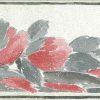 contemporary vintage border, gray, pink, leaves, off-white, speckled faux finish