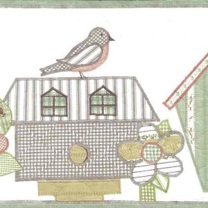 Quilted Bird Houses Wallpaper Border Green Cottage WV7425 FREE Ship