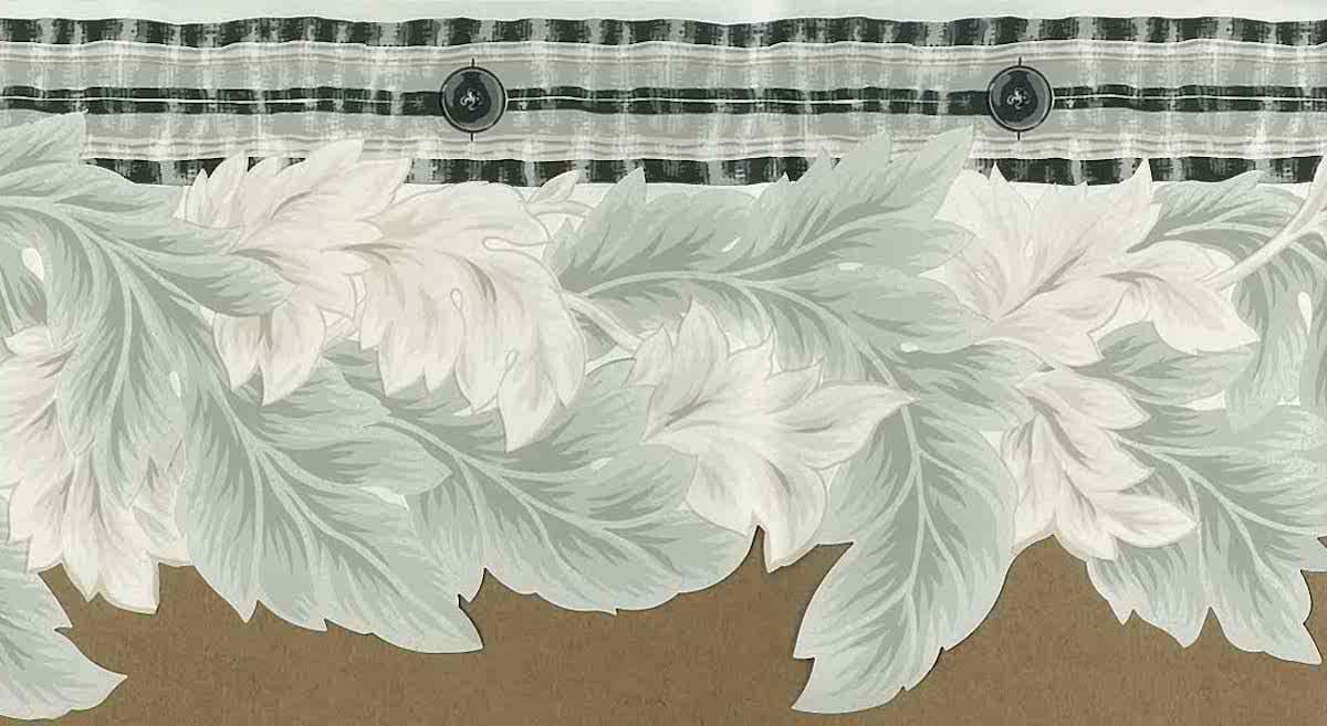 Gray Leaves Cutout Wallpaper Border Black Off-White 140927 FREE Ship - Image 2