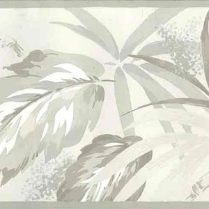 Palm Leaves Vintage Border Gray Taupe Pampano 753-B611 Free Ship