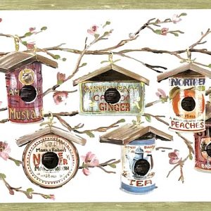 Birdhouses Food Cans Vintage Wallpaper Border Kitchen 160235 FREE Ship