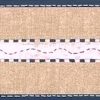 sewing wallpaper border, needle, thread, buttons, fabric, denim, beige, blue, white, red