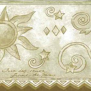 Moon Sun Stars Wallpaper Border Beige Script COV3611 FREE Ship