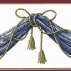 Blue Drapery Swag Wallpaper Border with Gold Tassels
