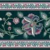 Vintage Green Paisley Wallpaper Border, rose & Slate Blue