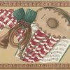 Musical Notes Swag Wallpaper Border in Taupe, Brown, Red, & Green