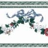 Waverly Floral Swag Vintage Wallpaper Border, Blue Ribbon, Red, White