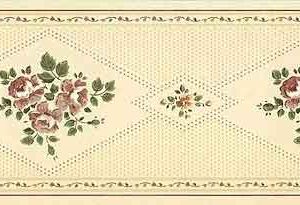 Cream Sampler Wallpaper Border Vintage Rose Polka Dots AW3191B FREE Ship