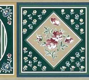 Green Sampler Vintage Wallpaper Border Floral JM5004B FREE Ship