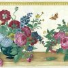 Floral Bouquet vintage Border, Textured, Glazed, red, green