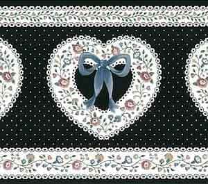 Hearts Vintage Wallpaper Border Black White Dots UK CTB22219 FREE Ship