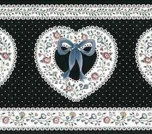 Hearts Vintage Wallpaper Border Black White Dots UK CTB22219 FREE Ship