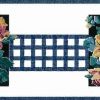 Blue Lattice vintage Wallpaper Border, floral, bouquet, cabbage roses