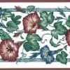 Blue morning Glories vintage Wallpaper Border, Red, White, cottage, trellis