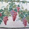 Glazed Grapes Vintage Wallpaper Border in White, Green & Rose