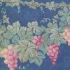 Navy Brocade Wallpaper Border with Ivy Grapes