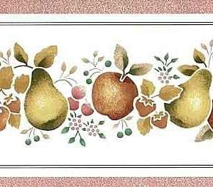 Red Fruit Wallpaper Border Vintage Kitchen Yellow JM4003B FREE Ship