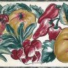 Vintage Vegetable Wallpaper Border with peppers, radishes, tomatos +