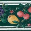 Green Fruit Medley Wallpaper Border with pears, grapes, & cherries