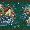 Fruit Baskets Wallpaper Border on dark green background