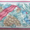 Ribbon Fruit vintage Wallpaper Border, pink, blue, taupe