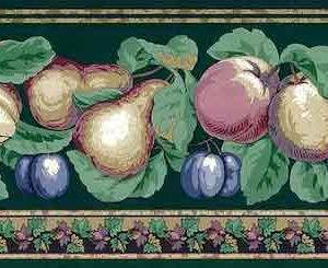 Marbleized Fruit Vintage Wallpaper Border Kitchen Green 592825 FREE Ship