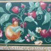 green fruit medley vintage wallpaper border, pears, cherries,