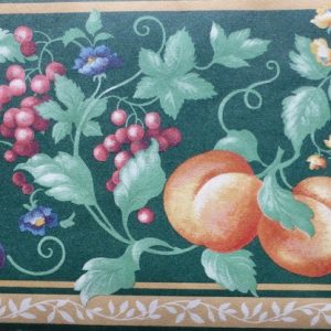 Green Fruit Medley Vintage Wallpaper Border Kitchen Floral DES81934 FREE Ship