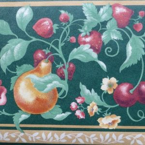 Green Fruit Medley Vintage Wallpaper Border Kitchen Floral DES81934 FREE Ship