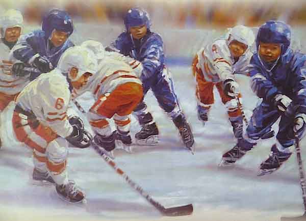 Ice hockey players on the ice Wall Mural Wallpaper