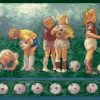 Vintage Soccer Balls Wallpaper Border featuring young children