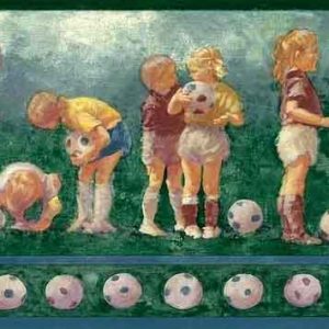 Vintage Soccer Balls Wallpaper Border Kids Sports Green 34094 FREE Ship