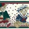 Bears Vintage Wallpaper Border with Star Background