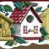 Vintage Bird Houses Wallpaper Border in White, Green, Red, Blue & Yellow