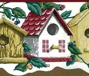 Vintage Bird Houses Wallpaper Border Kitchen PIE4043B FREE Ship