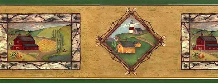 Bark Framed Primitive Wallpaper Border 15+ Feet ACB46014