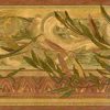 Leaves vintage wallpaper border, scrolls, gold, green