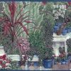 Vintage Greenhouse Wallpaper Border in Green, Red, Blue & White