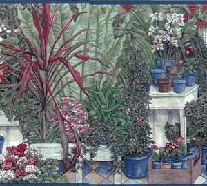 Vintage Greenhouse Wallpaper Border Kitchen Floral NS30952 FREE Ship