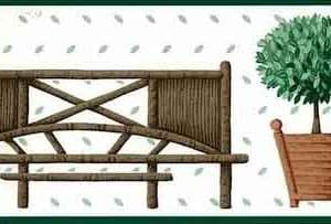 Waverly Bench Topiary Vintage Wallpaper Border Kitchen 569760 FREE Ship