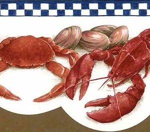 Lobster Vintage Wallpaper Border Kitchen Red BH89024DB FREE Ship