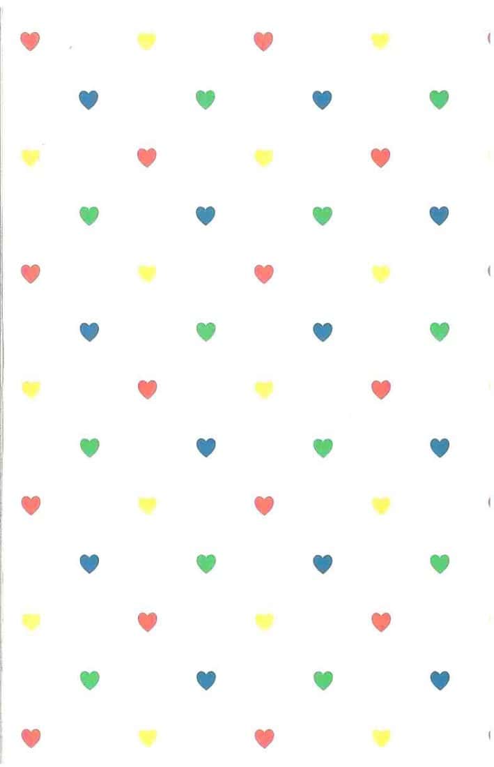childrens hearts vintage wallpaper, red, green, blue, yellow, kids, nursery, bedroom, playroom